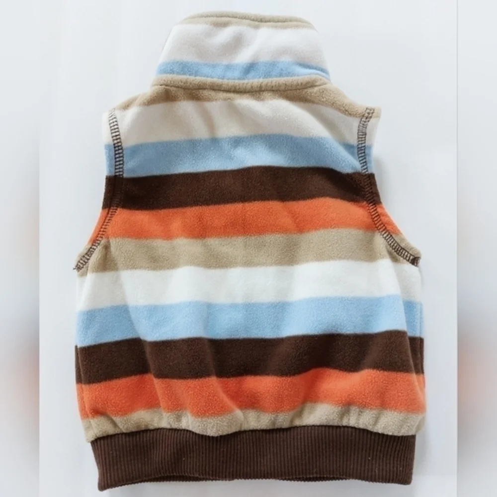 Striped Fleece Zip Vest With Fox Size‎ 6 Months Carter's Orange Brown Blue White